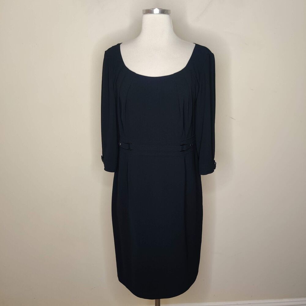 Tahari Arthur S Levine Dress 3/4 Sleeve Midi Shift